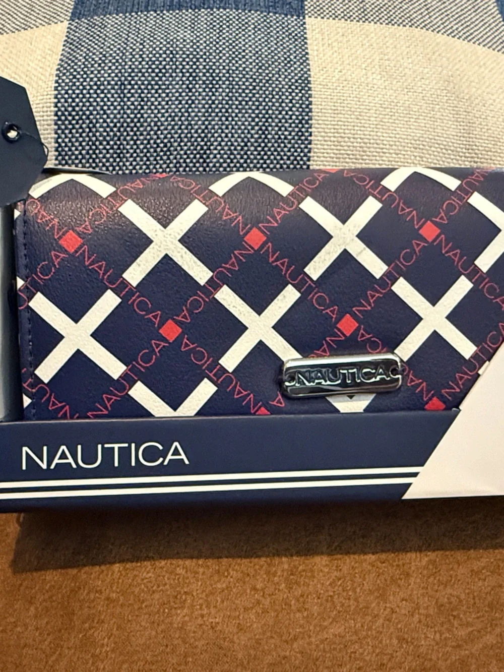 Nautica Navy, White & Red Men's Wallet with Geometric Print